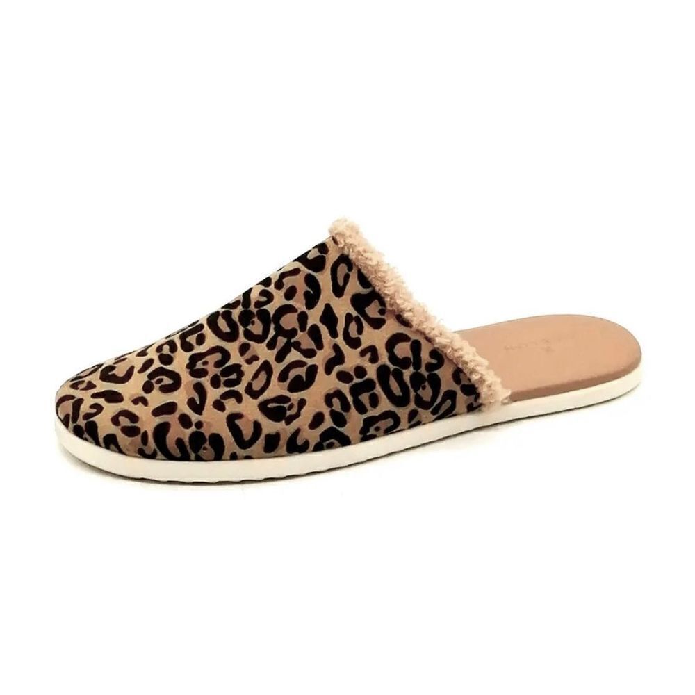 Caslon Slipper Womens Sz 6.5 Leather Cnalise Lea Flat Heel Slide Leopard Print